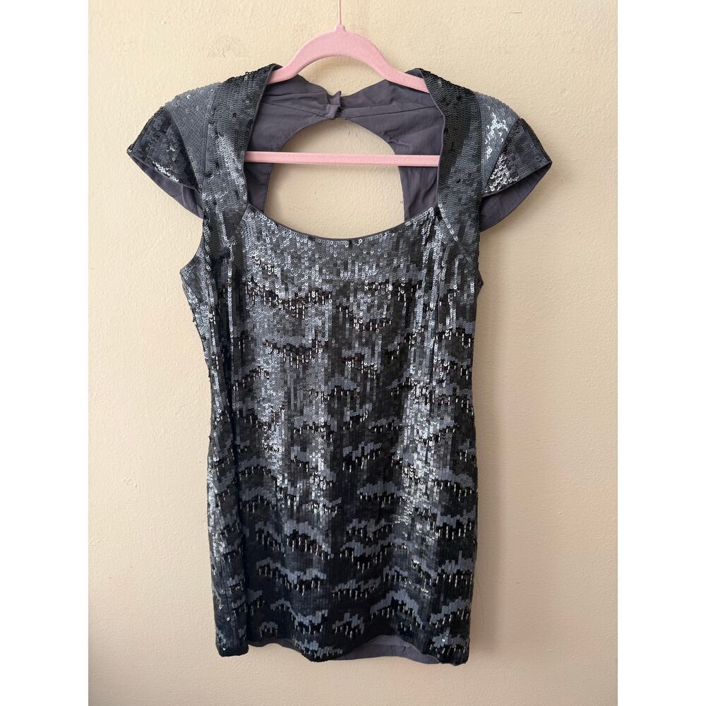 French Connection Black Gray Sequin Mini Dress